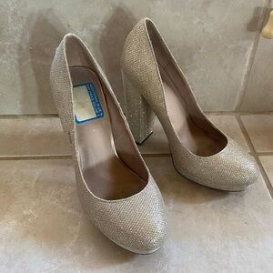 Mix No 6 Gold Glitter Sparkle Block Heels